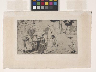 La Ronde De Pont-Aven (الرقص في بونت أفين) (حفر ونقش مائي ونقطة جافة) بواسطة أرماند سيجين