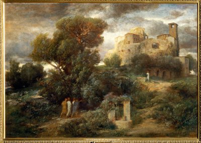 Die Pilger auf dem Weg nach Emmaus - حجاج في الطريق إلى عمواس ... (لوحة على قماش) بواسطة أرنولد بوكلين