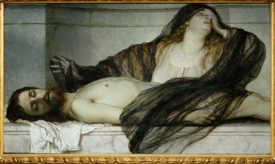 ماريا ماجدالينا تنعى المسيح الميت - مريم المجدلية تنعى المسيح الميت ... (لوحة على قماش) بواسطة أرنولد بوكلين