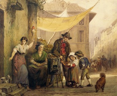 Roast chestnut stand on Via Sistina in Rome بواسطة أرنولد كورودي