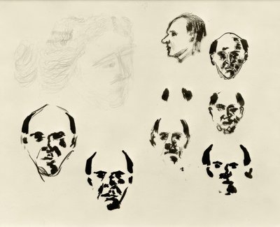 صور شخصية (7 رؤوس في الوجه وفي الملف الشخصي والرسم) بواسطة أرنولد شوينبيرج