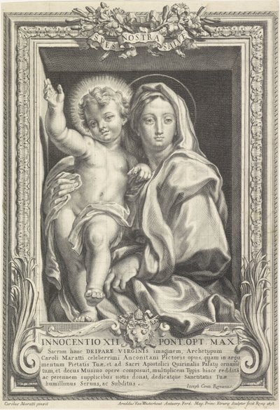 مريم مع المسيح الطفل Spes Nostra Salve (العنوان على الكائن) بواسطة كارلو ماراتا
