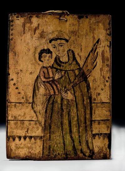 القديس أنطونيوس مع المسيح الطفل ، كاليفورنيا. 1825-1840. بواسطة أرويو هوندو الرسام
