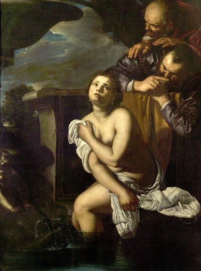 سوزانا والشيوخ (زيت على قماش) بواسطة الأرطماسيا (Attr.to) Gentileschi