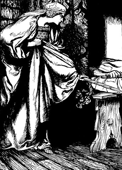 Morgan le Fay يسرق سيف آرثر بواسطة آرثر (بعد) راكهام