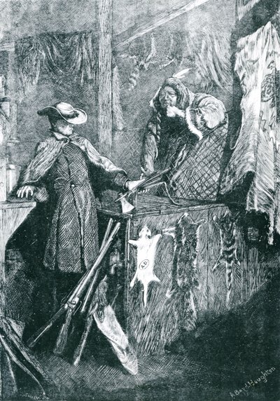 المقايضة مع الهنود في الولايات الغربية الأمريكية ، نقشها جوزيف سوين (1820-1909) 1871 بواسطة آرثر بويد هوتون