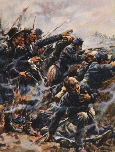 High Tide at Gettysburg ، رسم توضيحي من "This Country of Ours، The Story of the United States" بقلم هـ. مارشال بواسطة آرثر سي (بعد) مايكل