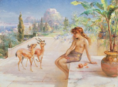 فتاة مع الغزلان بواسطة آرثر دروموند