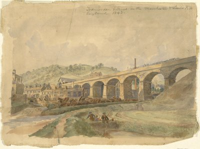 جسر تودموردن على سكة حديد مانشستر ولييدز ، إنجلترا 1843 بواسطة آرثر فيتزويليام تيت