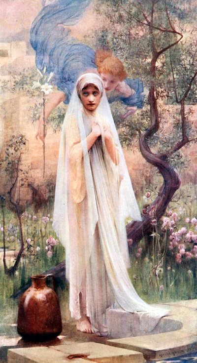 البشارة (طباعة حجرية ملونة) بواسطة آرثر هاكر