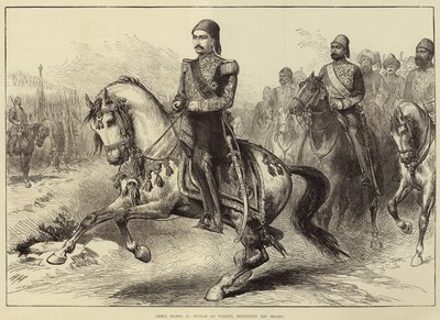 عبد الحميد الثاني سلطان تركيا يراجع قواته بواسطة Arthur Hopkins