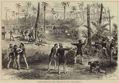 الصراع بين أهالي ساموا وطاقم السفينة الملكية باراكوتا بواسطة Arthur Hopkins