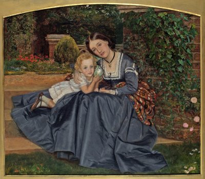 الأم والطفل جالسان في الحديقة ، 1865-1870 بواسطة آرثر هيوز
