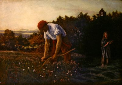 حصادة الزهور (زيت على قماش) بواسطة آرثر هيوز