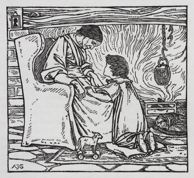 هانز كريستيان أندرسن: الفتاة التي دست على الرغيف (ليثو) بواسطة آرثر جوزيف جاسكين