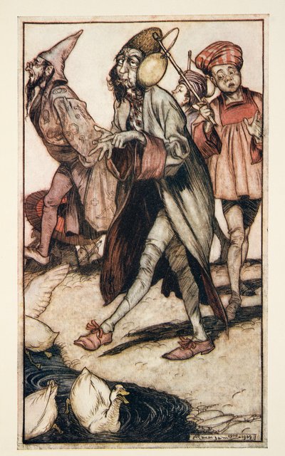 جنتل لابوتيان يمشي ، من رحلات جاليفرز بقلم جوناثان سويفت (1667 - 1745) ، حانة. 1909 بواسطة آرثر راكهام