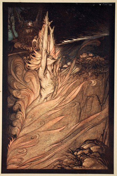 'الظهور ، وميض النار ، وطوق الصخرة بلهب الخاص بك! لوج! لوج! تظهر! '، 1910. بواسطة آرثر راكهام