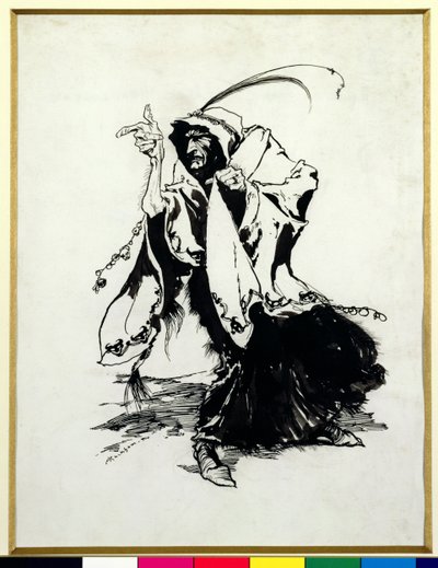 Briar Rose - الجنية الثالثة عشرة ، رسم توضيحي من حكايات الأخوان جريم ، ترجمة السيدة إدغار لوكاس ، نُشر عام 1900 (قلم وحبر ومرحاض أحادي اللون على ورق) بواسطة آرثر راكهام