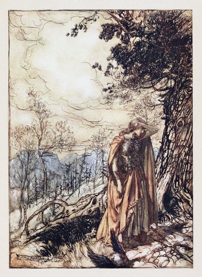Brünnhilde. رسم توضيحي لـ The Rhinegold and The Valkyrie بقلم ريتشارد فاجنر ، 1910 بواسطة آرثر راكهام