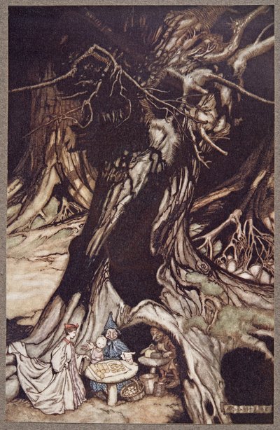 يتم الحصول على الزبدة من جذور الأشجار القديمة ، من بيتر بان في حدائق كينسينغتون بواسطة JM Barrie (1860 - 1937) ، حانة. 1906 بواسطة آرثر راكهام