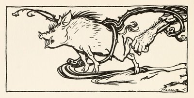 كارل يصطاد خنزير بري في العشاء ، من Carl of the Drab Coat in Irish Fairy Tales بواسطة آرثر راكهام