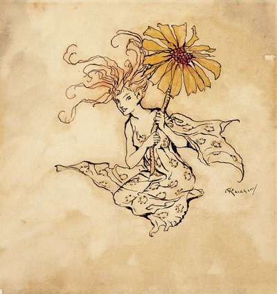 ديزي فيري ، رسم توضيحي من بيتر بان في حدائق كينسينجتون ، بقلم جي إم باري ، نُشر عام 1912 (قلم وحبر ومرحاض على الورق) بواسطة آرثر راكهام