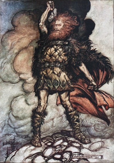 دونر ، سيدك ، يستدعي مضيفيه! رسم توضيحي لـ The Rhinegold and The Valkyrie بقلم ريتشارد دبليو بواسطة آرثر راكهام