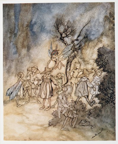 أدخل حصادًا معينين ، مسكونًا بشكل صحيح ، توضيح من William Shakespeares The Tempest ، حانة. 1926 بواسطة آرثر راكهام