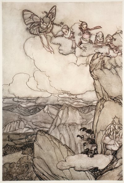 الجنيات في الجبال ، من Rip Van Winkle by Washington Irving ، حانة. 1910 بواسطة آرثر راكهام