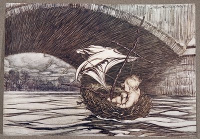 مر تحت الجسر وجاء على مرأى من الحدائق اللطيفة ، من بيتر بان في حدائق كنسينغتون بواسطة JM Barrie (1860 - 1937) ، الحانة. 1906 بواسطة آرثر راكهام