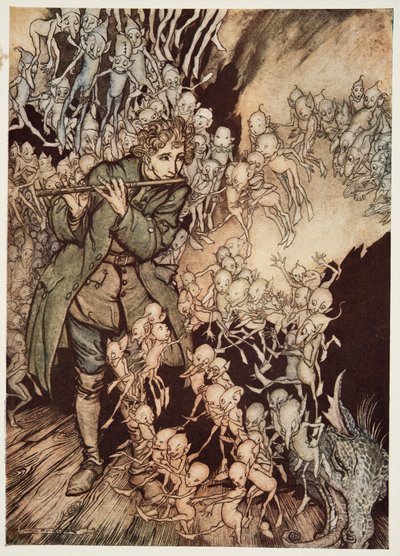 لعب حتى امتلأت الغرفة تمامًا بالتماثيل ، من Little Brother & Little Sister وحكايات أخرى بواسطة Brothers Grimm ، الحانة. 1917 بواسطة آرثر راكهام