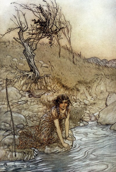 هيرميا: رسم توضيحي لآرثر راكهام (1867-1939) لحلم ليلة صيفية بقلم ويليام شكسبير بواسطة آرثر راكهام