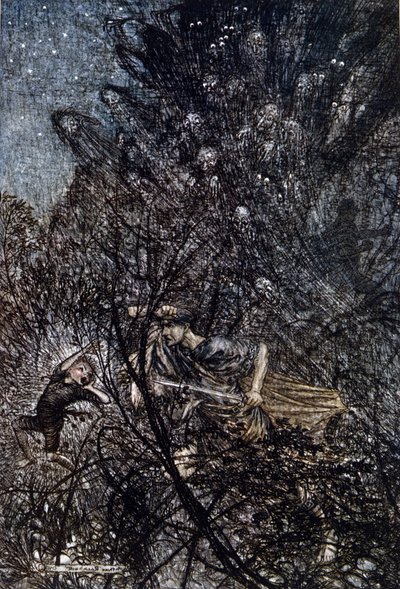 رسم إيضاحي لآرثر راكهام (1867-1939) لحلم ليلة صيفية بقلم ويليام شكسبير بواسطة آرثر راكهام