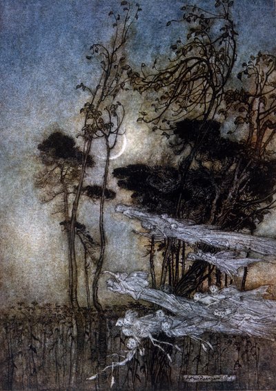 رسم إيضاحي لآرثر راكهام (1867-1939) لحلم ليلة صيفية بقلم ويليام شكسبير بواسطة آرثر راكهام