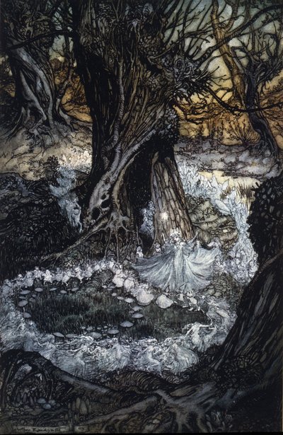 رسم إيضاحي لآرثر راكهام (1867-1939) لحلم ليلة صيفية بقلم ويليام شكسبير بواسطة آرثر راكهام