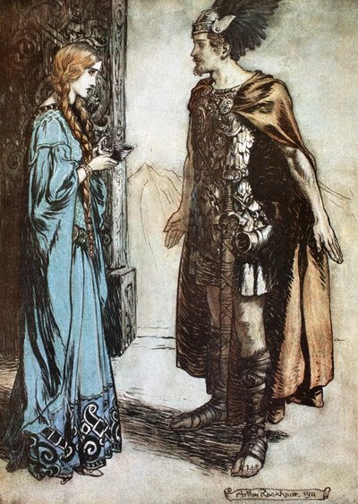 رسم توضيحي من سيجفريد وشفق الآلهة ، 1924. بواسطة آرثر راكهام