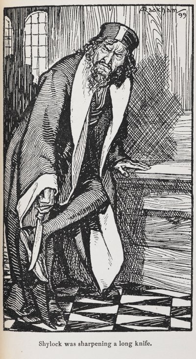 رسم توضيحي لشيلوك من The Merchant of Venice بواسطة آرثر راكهام
