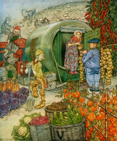 السيد والسيدة خل في المنزل ، من "English Fairy Tales Retold" بواسطة FA Steel ، تم نشره عام 1927 بواسطة آرثر راكهام