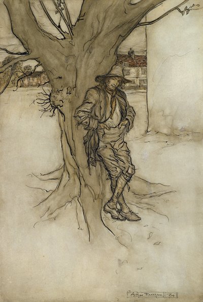 ابن مزق ، نظيره الدقيق ، عندما صعد الجبل ، 1904 (مرحاض بالقلم والحبر على الورق) بواسطة آرثر راكهام
