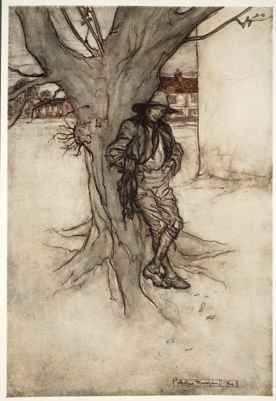 ابن ريبس ، وهو نظير دقيق لنفسه ، عندما صعد الجبل. ، من Rip Van Winkle by Washington Irving ، حانة. 1910 بواسطة آرثر راكهام
