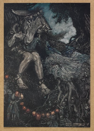 أنام أنت ، وسألفك بين ذراعي. القاع وتيتانيا. مشهد من فيلم A Midsummer Night