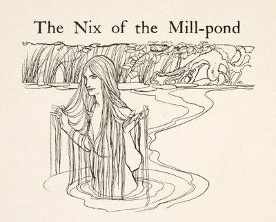 The Nix of the Mill-Pond ، من الأخ الصغير والأخت الصغيرة وحكايات أخرى للأخوان جريم ، حانة 1917 (ليتو) بواسطة آرثر راكهام
