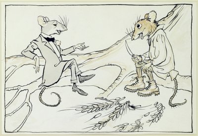 The Town Mouse و the Mouse Mouse ، توضيح من Aesops Fables ، تم نشره عام 1912 (قلم وحبر مع مرحاض على ورق) بواسطة آرثر راكهام
