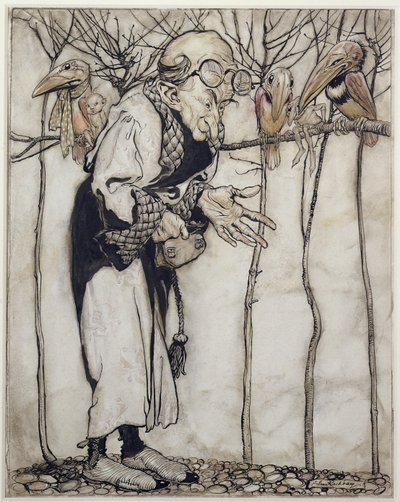 الساحر ، رسم توضيحي من كتاب صور آرثر راكهامز ، نُشر عام 1913 (قلم وحبر ومرحاض على ورق) بواسطة آرثر راكهام