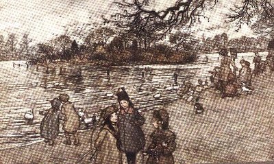 الجزيرة التي وُلدت عليها جميع الطيور من بيتر بان في حدائق كينسينغتون بواسطة JM Barrie ، 1906 بواسطة آرثر راكهام