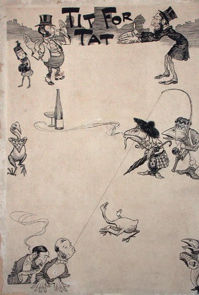 Tit for Tat ، رسم توضيحي من مجلة Cassell's Magazine ، نُشر عام 1902 (قلم وحبر على ورق) (انظر 202131) بواسطة آرثر راكهام