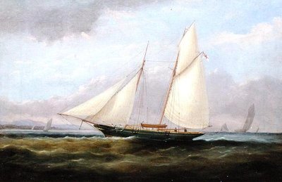 يخت شراعي تحت Easy Sail ، مع انخفاض شراعه الأمامي (زيت على قماش) بواسطة آرثر ويلينجتون فاولز
