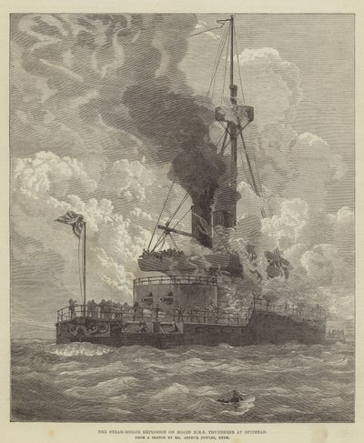 انفجار المراجل البخارية على متن HMS Thunderer في Spithead بواسطة آرثر ويلينجتون فاولز