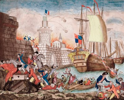 لا تيرور: حصار تولون من سبتمبر إلى ديسمبر 1793 (نقش) بواسطة فنان غير معروف