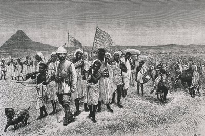ستانلي، السير هنري مورتون (1841-1904). "عبر الأونيورو"، رسم توضيحي للطبعة الفرنسية للعمل "عبر القارة المظلمة". نقش. فرنسا. ILE-DE-FRANCE. باريس. مكتبة الفنون الزخرفية بواسطة فنان غير معروف